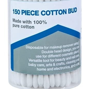 Bastoncillos de algodón Home Plus, color blanco, 150 unidades, 100% algodón