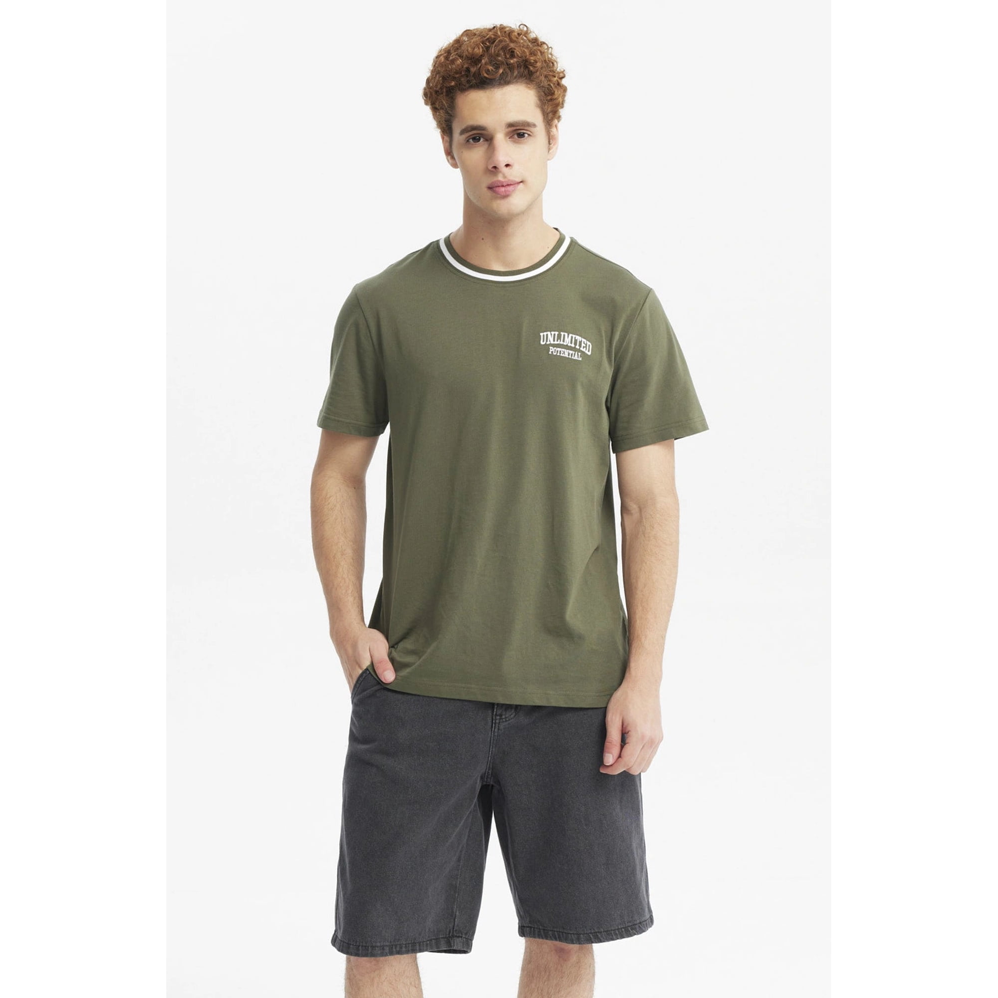 Fashionspark - Polera Hombre Regular Print Verde Militar