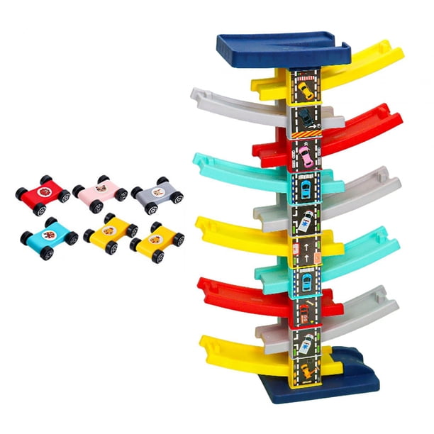 Juego de vehículos de juguete para carreras de rampa para coches, pista de deslizamiento para vehículos de carreras, aprendizaje temprano, habilidades pista de 10 capas