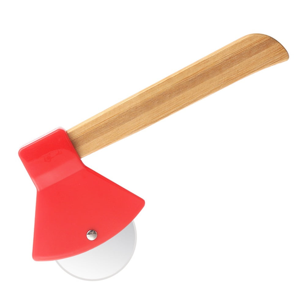 Xusx111 - Cortador De Pizza De Hacha De 2 Paquetes - Herramienta Única De Papá De Los Hombres, Cubierta De Plástico Para Cuchillo De La Hoja De La Rueda Y Mango De Bambú - Accesorios De Corte Antiadhe