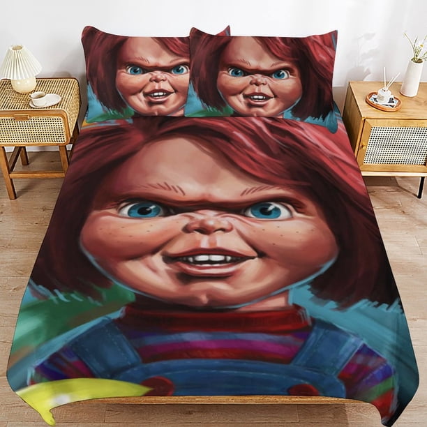 Chucky Bed Duvet Cover Microfiber Bedding Sets 3D Printed Lightweight 3 Piece Comforter Sets for Adlut Boys Girls