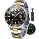 thumbnail image 1 of Reloj OLEVS dorado negro de acero inoxidable impermeable para hombre, 1 of 9