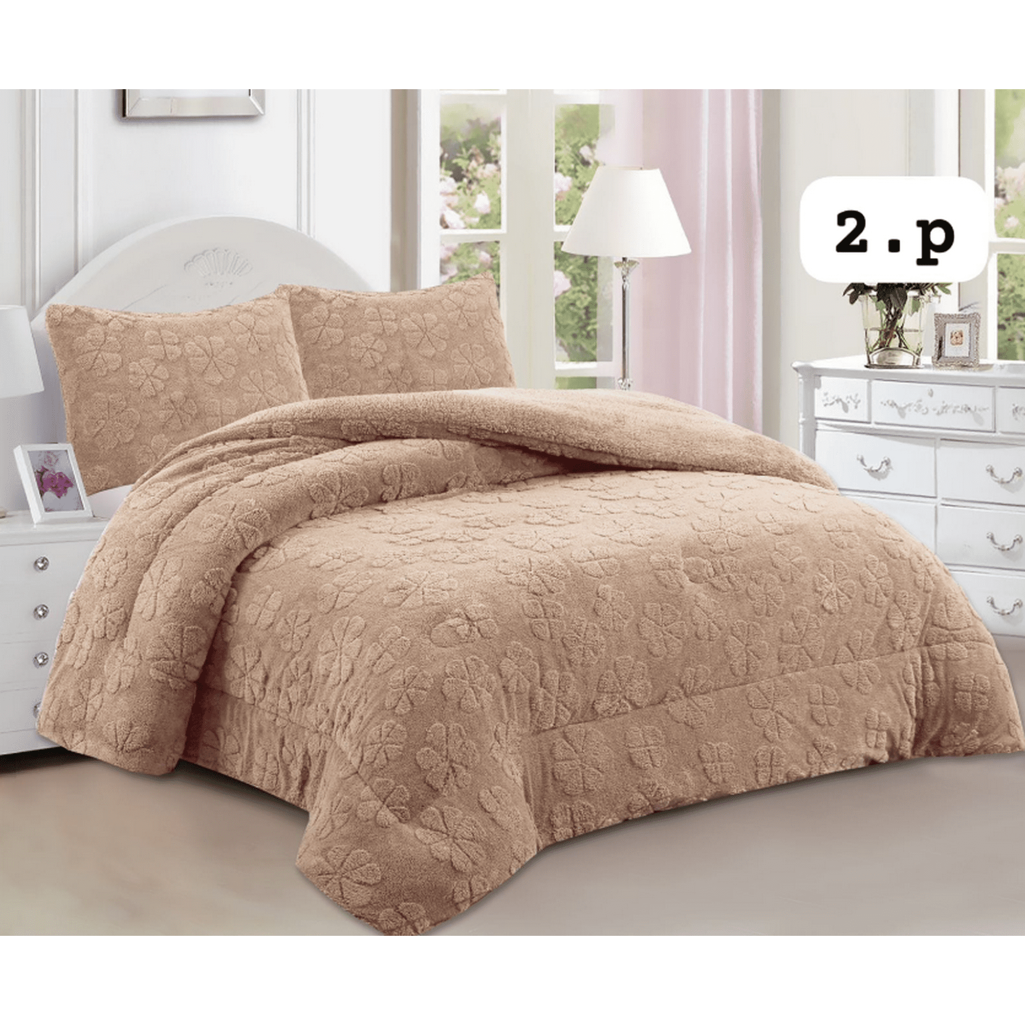 Mundo Shopping - Cobertor Texturizado En Diseño De Trebol Color Cafe Claro Dos Plazas