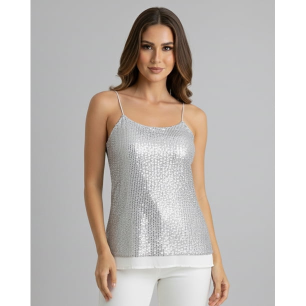 Blusa Mujer de Tirantes con Lentejuelas Brillantes