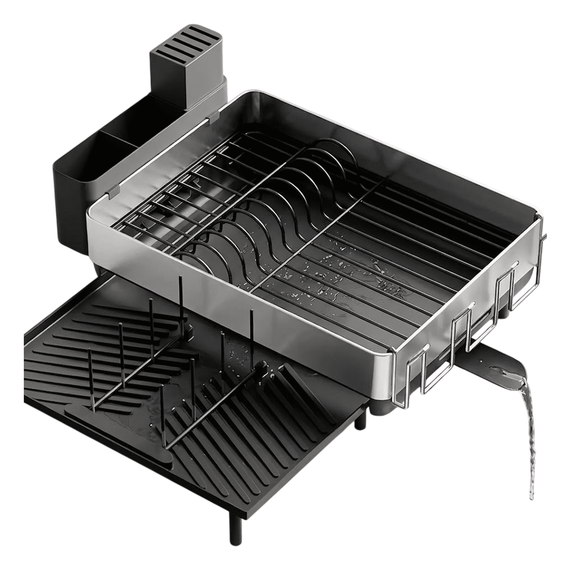 Secaplatos Belug Escurridor Secador De Loza Extendible Acero Inox Negro Plata