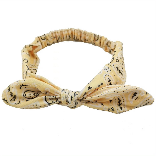 Paisley Print Boho Head Band Women's Soft Headbands Vintage Bowknot Elastic Hairbands Trendy Hair Accessories