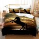thumbnail image 2 of Running Horse Steed Animal Quilt Duvet Cover Set Bedspread3-Piece Bedding Set, 2 of 5