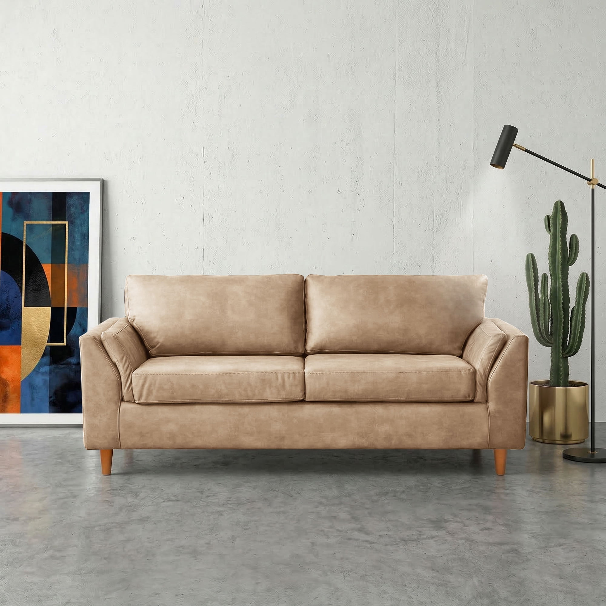 Latam Home - Sofa Milan 3c Con Resortes Pocket Cuero Kentucky Beige