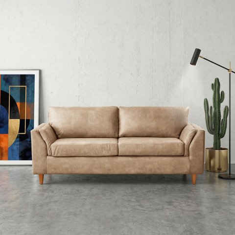 Latam Home - Sofa Milan 3C Con Resortes Pocket Cuero Kentucky Beige