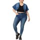 thumbnail image 2 of Agnes Orinda Chaqueta de Mezclilla para Mujer Talla Grande para Escuela y Universidad, Cárdigan Casual, Chaqueta de Jean Recortada 2X Azul, 2 of 7