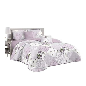 Genérico - Cubrecama Quilt Verano 2 Plazas - Patchwork Lila 593