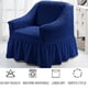 thumbnail image 3 of Armchair Slipcover Blue Armchair Covers 1 Piece Easy Fitted Sofa Couch Cover Universal High Stretchable Durable Furniture Protector with Skirt Country Style (1 Seater Navy Blue), 3 of 3