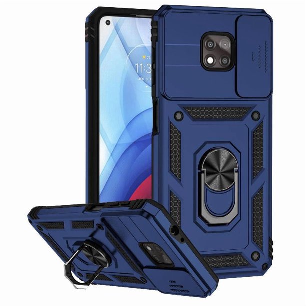 Funda Resistente Anillo Soporte Motorola Moto G Power 2021 Privacidad Cámara Montaje Magnético Azul