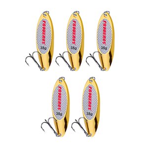 Ioensy - 5 Piezas Cucharas De Pesca Señuelos Metal Vertical Bass Cebos Y Señuelos Agua Dulce Oro 35G