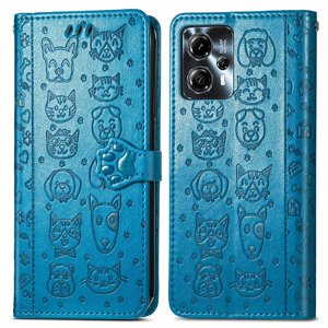 Funda Cartera Foxdock Para Moto G23 , Flip Pu Con Relieve De Gatos Y Perros, Tarjetero Y Soporte