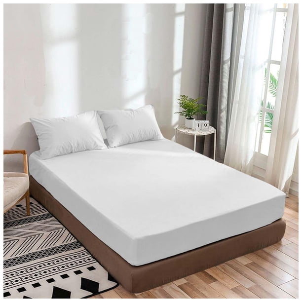 Sábana Bajera Ajustable PK Linen Queen con Bolsillo Profundo de 25 cm y 700 Hilos de Algodón