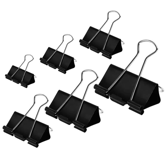 Clips sujetapapeles DSTELIN de 100 piezas, surtidos en varios tamaños, negro, acero