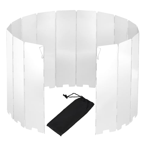 Xusx111 - Estufa De Campamento Parabrisas 16 Placas Estufa Al Aire Libre Plegable Parabrisas Estufa De Campamento Parabrisas De Aleación De Aluminio Para Quemador De Butano Parrilla Escudo Bloqueador