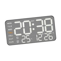 Bothyi - Reloj De Pared Digital Con Visualización De Fecha Del Mes De La Semana Para Oficina, Aula, Dormitorio, Carcasa Negra