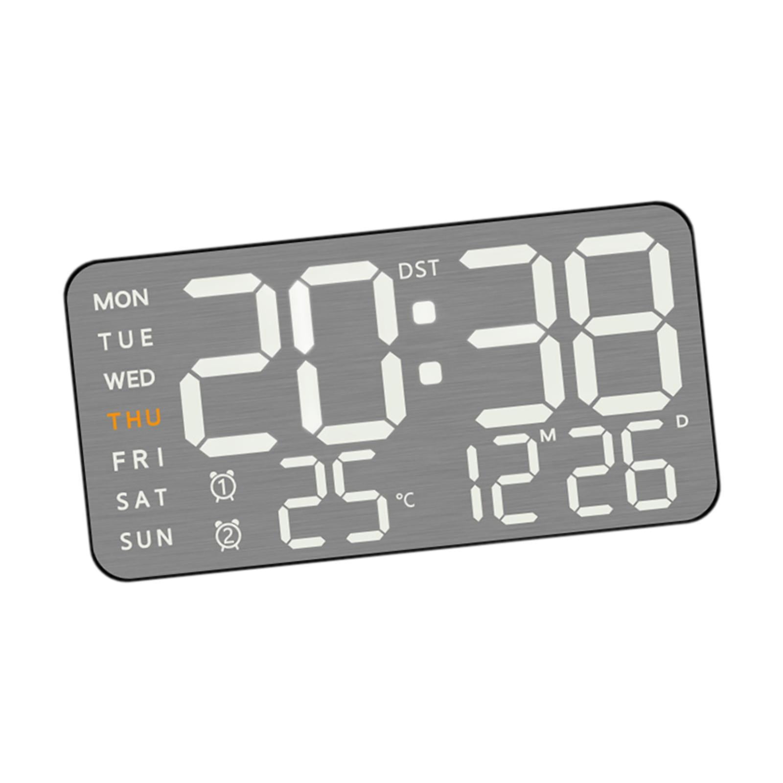 Bothyi - Reloj De Pared Digital Con Visualización De Fecha Del Mes De La Semana Para Oficina, Aula, Dormitorio, Carcasa Negra