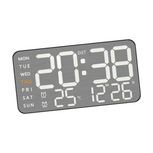 Bothyi - Reloj De Pared Digital Con Visualización De Fecha Del Mes De La Semana Para Oficina, Aula, Dormitorio, Carcasa Negra