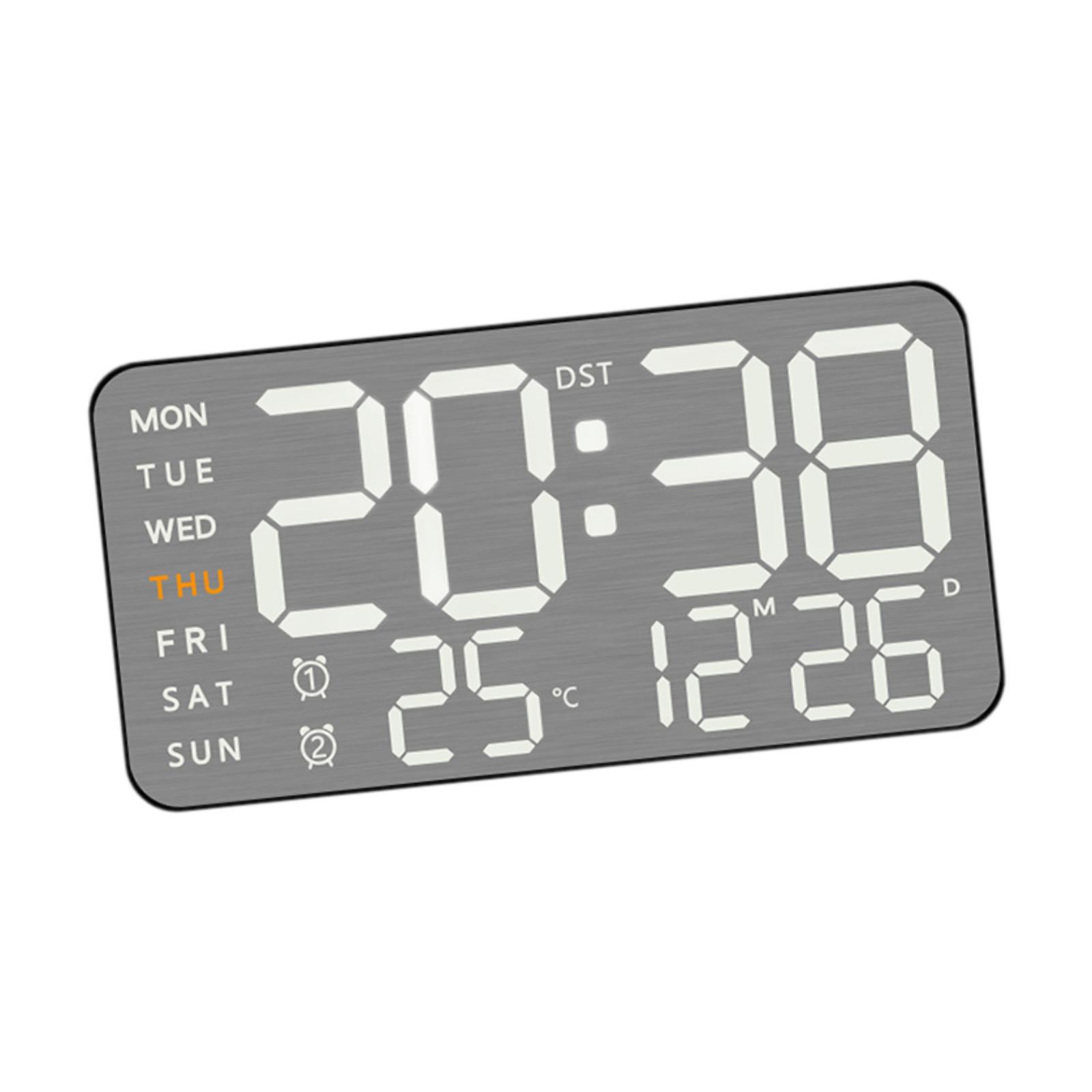 Bothyi - Reloj De Pared Digital Con Visualización De Fecha Del Mes De La Semana Para Oficina, Aula, Dormitorio, Carcasa Negra