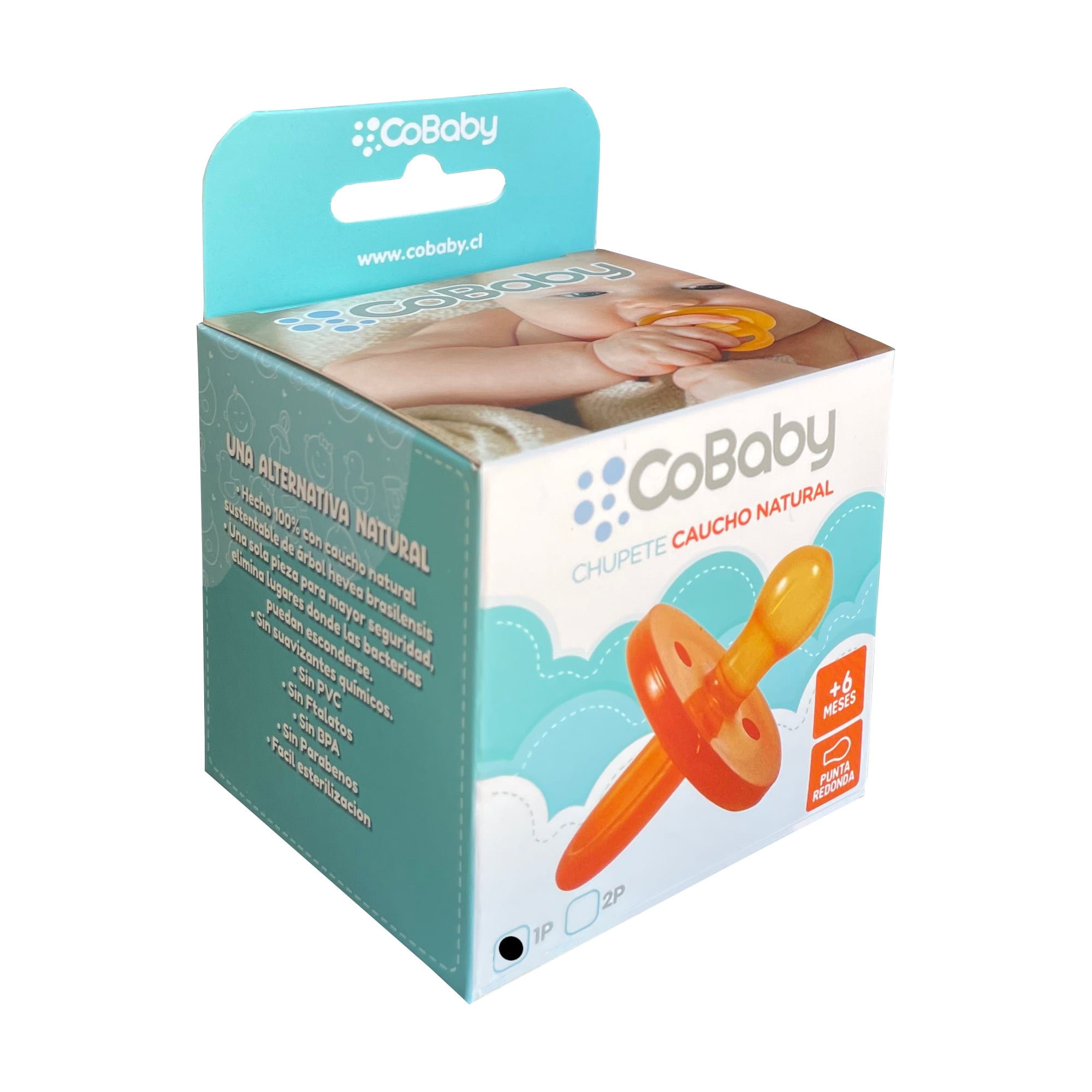 Cobaby - Chupete Caucho Natural +6 Meses Punta Redonda.