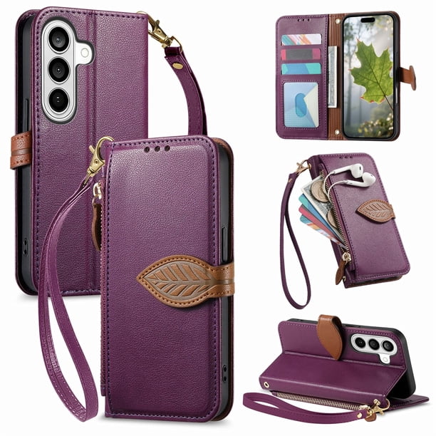 FOXDOCK Funda Tipo Cartera para Samsung Galaxy S26 Pro, con Ranuras para Tarjetas, Soporte y Cremallera-Púrpura