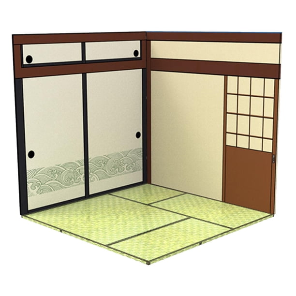 Fondo de colección de organizador de almacenamiento de decoración de fondo de estilo japonés 1:12 para figuras de acción, coche fundido a presión, muñ Interior
