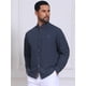 thumbnail image 4 of INSPIRE CHIC Camisa de Negocios de Lino de Color Sólido con Cuello Mao y Mangas Largas para Hombre, Talla 2XL, Azul Oscuro, 4 of 5