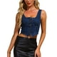 thumbnail image 1 of INSPIRAR CHIC Chaleco de Mujer de Mezclilla Sin Mangas con Cuello Cuadrado y Botones Frontales Talla M Azul Oscuro, 1 of 3
