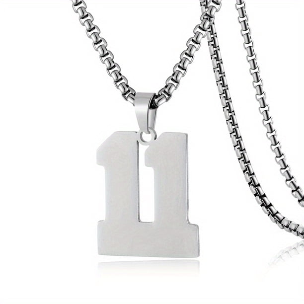 1pc Stylish Stainless Steel Men's Athletes Number Pendant Necklace - Perfect for Baseball, Basketball, and Football Teams - Long Chain Necklace with Sports Number - Ideal Gift for Boys