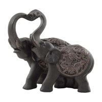 Magideal - Estatua De Pareja De Elefantes, Estatuilla De Resina, Escultura Animal, Decoración De Mesa Para Dormitorio , Gris