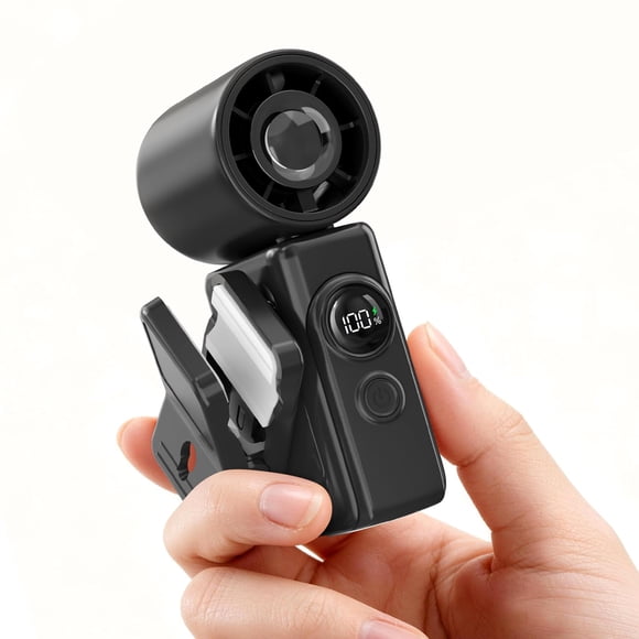 Ventilador mini portátil con clip MACMORE Turbo recargable, negro