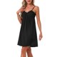 thumbnail image 4 of INSPIRE CHIC Lencería para Mujer Volante Sin Mangas Camisón Suave Escote en V Camisón Ropa de Casa 2XL Negro, 4 of 6