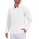 thumbnail image 4 of INSPIRE CHIC Camisa Polo de Hombre con Patrón Piqué de Manga Larga en Contraste de Color para Golf L Blanco, 4 of 6