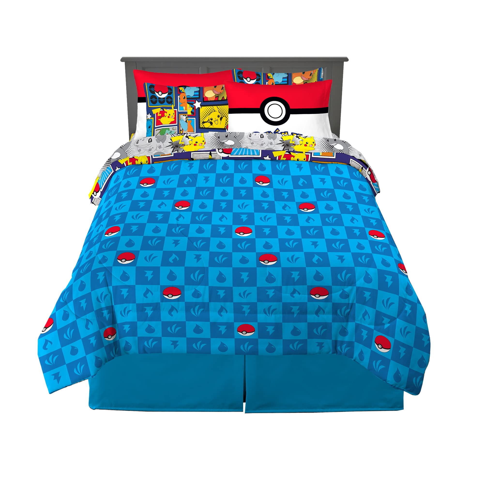 Juego De Ropa De Cama Franco Pokemon Con Edredón Y Sábana, 7 Piezas, Tamaño Queen