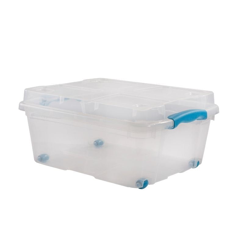Caja Organizadora Con Ruedas 15l Polipropileno Transparente Wenco