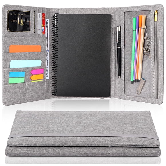 Funda Tríptica Para Agenda A5 Ejecutiva Impermeable Gris