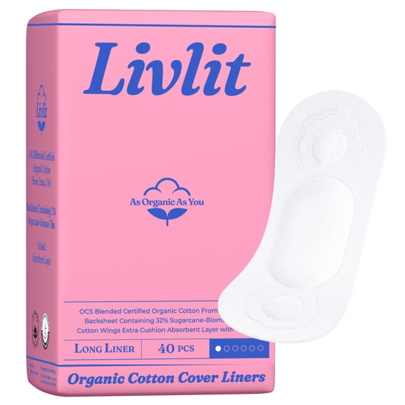 Protectores íntimos LIVLIT 40 unidades de algodón orgánico - absorción ligera