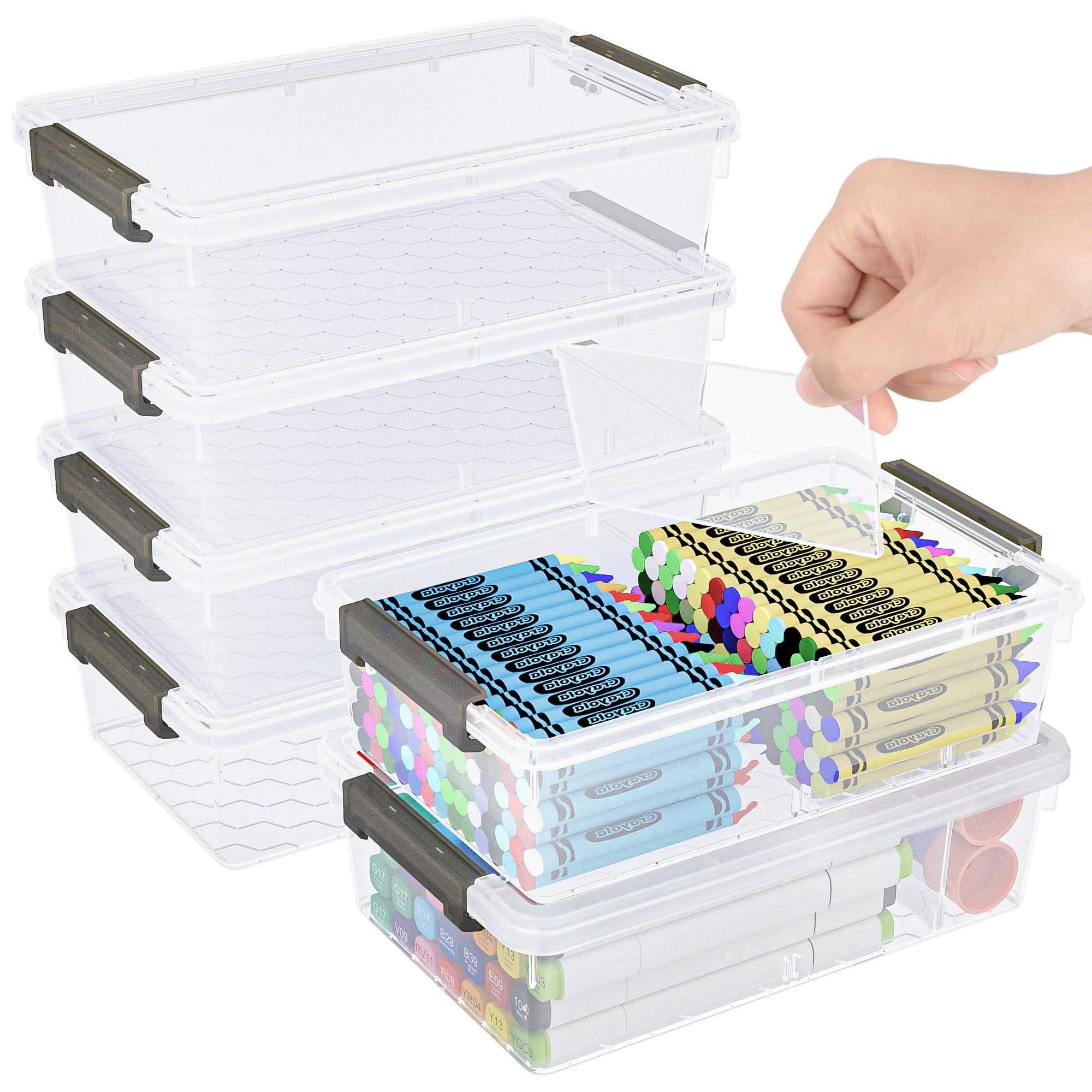 Caja De Lápices Geophia Extra Grande Con Separador Extraíble, Paquete De 6
