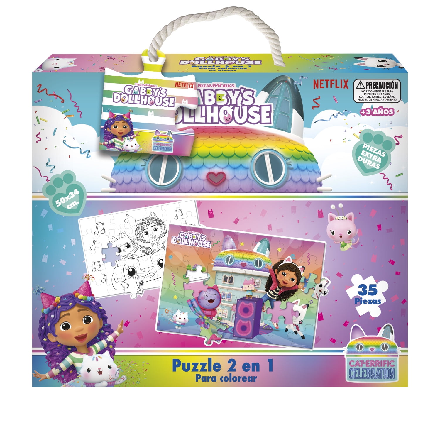 La Casa De Muñecas De Gabby - Puzzle 35 Piezas 2 En 1 Para Colorear