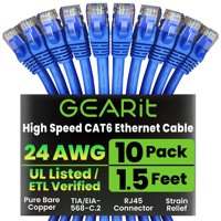 Cable Ethernet Gearit Cat6 Paquete De 10 Unidades De 46 Cm Azul