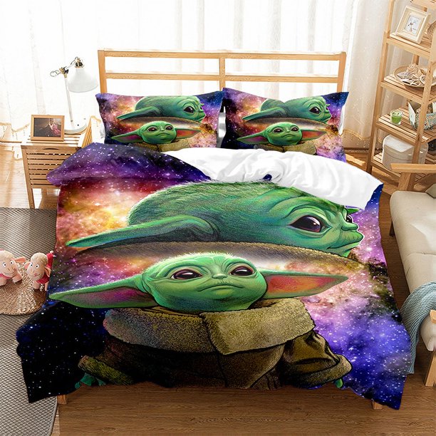 Star-Wars Yo-da 3 Pcs Comforter Set with 2 Pillowcases,Star-Wars Yod-a Bedding Set Sheet Set for Kids Adults,All Season Lightweight