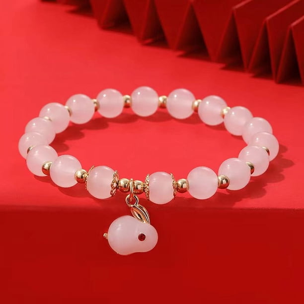 Chinese Style Jade Rabbit Bracelet Necklace Earrings 3pcs/Set 18K Gold Plated Jewelry For Women Girls BFF Gift Easter Bunny