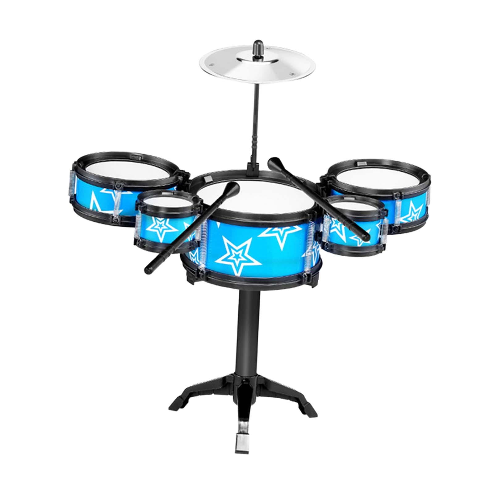 Magideal - Simulación De Tambores De Juguete Para Niños, Kits De Batería De Jazz Con Baquetas, Juegos De Batería Rítmica, Juego De Instrumentos, Juguetes Musical Azul