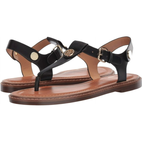 Sandalia plana Tommy Hilfiger Bennia para mujer, color negro, talla 10