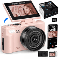 Innedd - Cámara 5K Digital Fotografíca 75Mp Con Pantalla Giratoria - Rosa