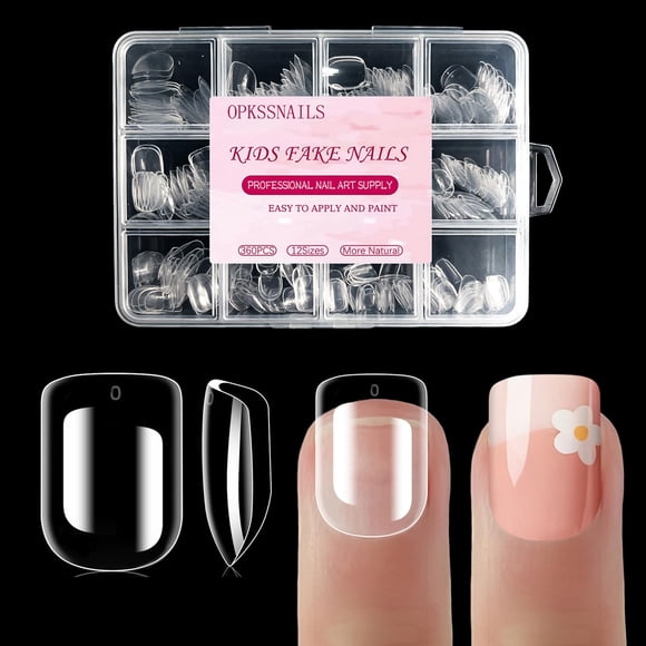 Uñas postizas OPkssnails cuadradas cortas transparentes de gel