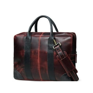 Cartera Sharo Clásica Cuero Rojo Antiguo Bicolor Para Laptop